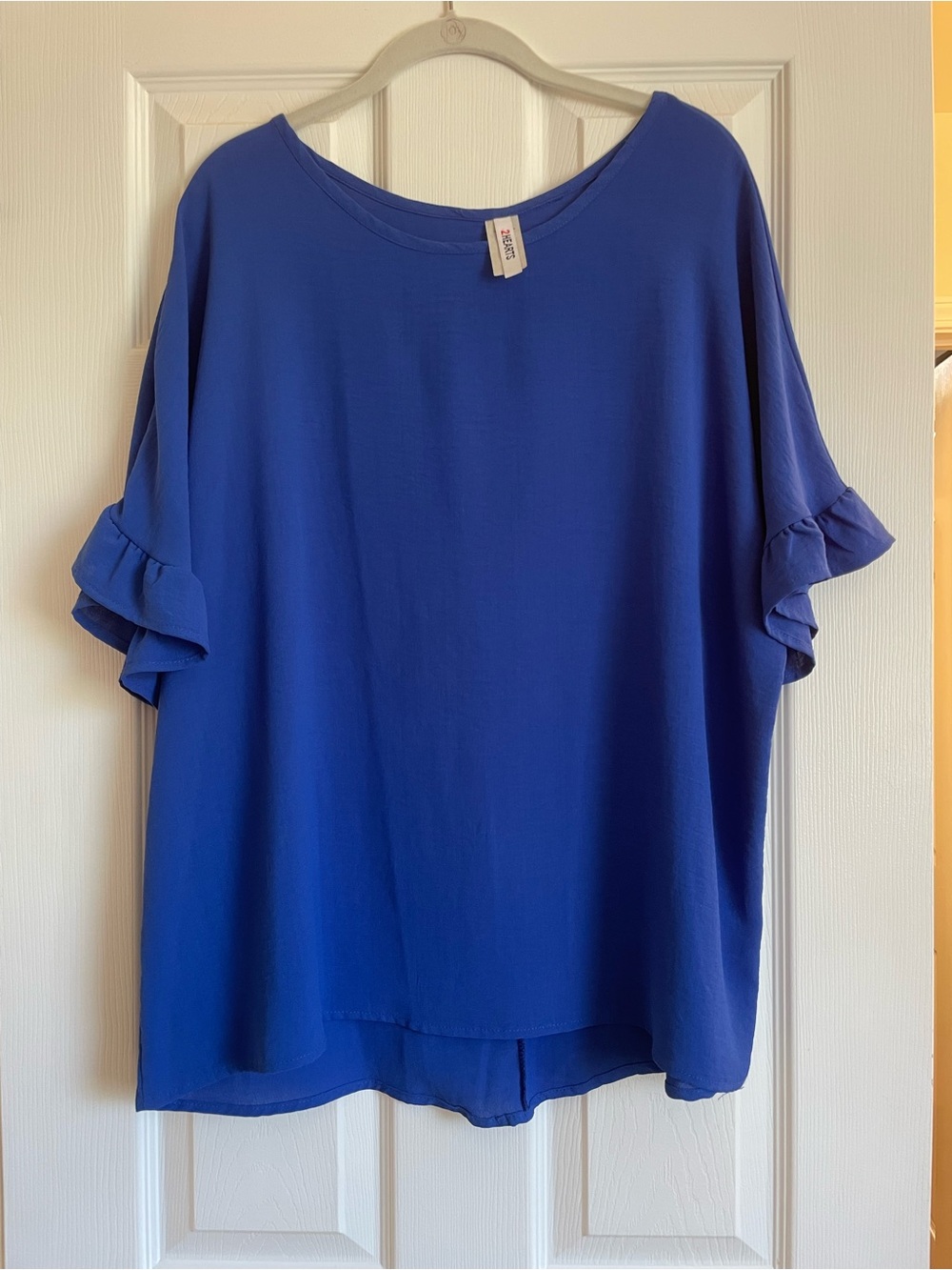 Flowy Ruffle Sleeve Blouse in Royal Blue